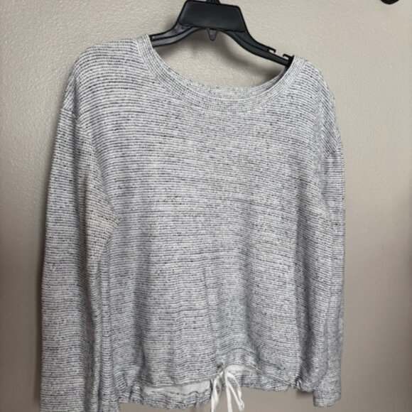 LOFT Outlet Lounge Navy & White Striped Marled Shirt Size M - Picture 1 of 2